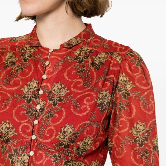 RRL Ralph Ralph Lauren Red Bias-Cut Floral Cotton Dress Size 1 XS Small - Picture 3 of 14